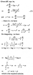 Que-2: x²dy/dx = 2xy + y²