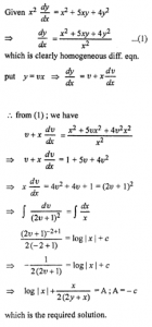 Que-3: x²dy/dx = x² + 5xy + 4y²