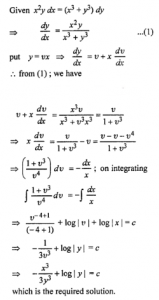 Que-7: x²y dx = (x³ + y³)dy