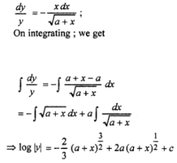 Que-6: √(a+x) dy/dx = -xy