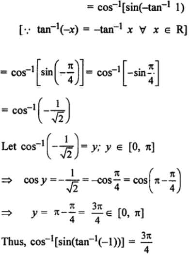 (xvi) cos-1 [sin (tan-1 (-1)] 