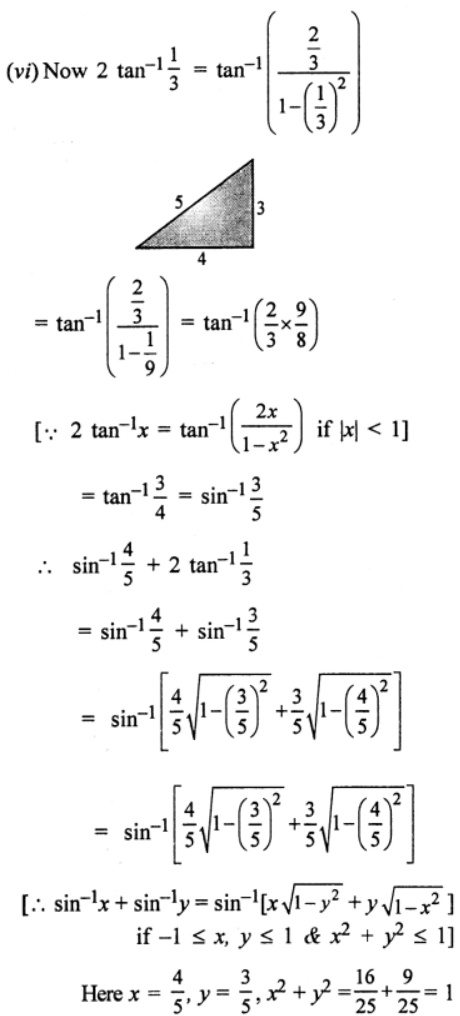 (vi) sin-1 (4/5) + 2tan-1 (1/3) = π/2