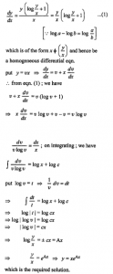 Que-12: x(dy/dx) = y(log y – log x + 1)