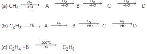 Que-11: Give the formula and names of A, B ,C and D in the following equations: