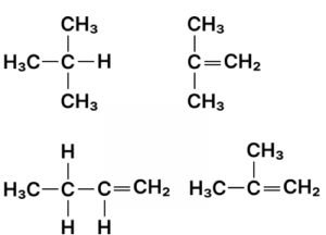 Que-14: The structures of four hydrocarbons are shown below: