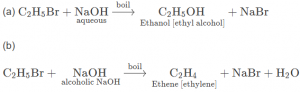 Que-4: Write equation of ethyl bromide with :