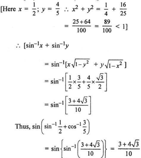 (v) sin(sin-1(1/2) + cos-1(3/2)) = (3+4√3)/10