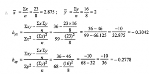Que-2:Given the data X 1 5 3 2 1 1 7 3 y 6 1 0 0 1 2 1 5 (i) Fit the regression line of y on x and hence predict y, if x = 10. (ii) Fit the regression line of x on y and hence predict x, if y = 2.5.