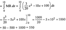 Que-1: (i) The marginal revenue (in thousands of rupees) function for a particular commodity is 5 + 3e-0.03x, where x denotes the number of units sold. Determine the total revenue from the sale of 100 units. (ii) Find the total revenue from the sale of 10 units of output (x) from the marginal revenue given by MR = 1/2x2 – 10x + 100. (iii) A manufacturers marginal revenue function is dR/dx = 2000/√4000+x. If x is in rupecs, find the change in the manufacturer’s total revenue if production is increased from 400 to 900 units.