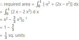 Que-2: Find the area of the figure bounded by the graphs of the functions y = x2, y = 2x – x2. eqn. (1) represents an upward parabola.