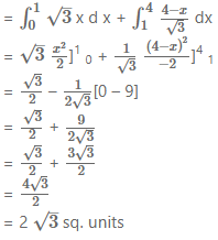 Que-12: Using integration, find the area of the triangle formed by positive x-axis and tangent and normal to the circle x2 + y2 = 4 at (1, √3).