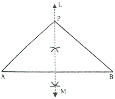 Que-13: Draw a line AB = 6 cm. Draw the locus of all the points which are equidistant from A and B.