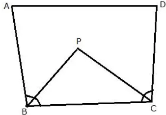 Que-12: The bisectors of ∠B and ∠C of a quadrilateral ABCD intersect each other at point P. Show that P is equidistant from the opposite sides AB and CD.