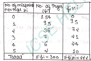 Que-11: In a book of 300 pages , the distribution of misprints is shown below : Number of misprints per page 0 1 2 3 4 5 Number of pages 154 95 36 7 6 2 Find the average number of misprints per page .