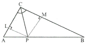Que-2: Given— CP is bisector of angle C of ∆ ABC. Prove— P is equidistant from AC and BC.
