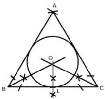Construct a circle, inscribing an equilateral triangle with side 5.6 cm. 