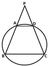ABCD is a cyclic quadrilateral in which AB and DC on being produced, meet at P such that PA = PD. Prove that AD is parallel to BC.