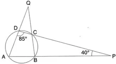 Use the given figure to find (i) ∠BAD (ii) ∠DQB.