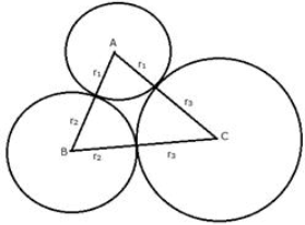 Three circles touch each other externally. A triangle is formed when the centers of these circles are joined together. Find the radii of the circles, if the sides of the triangle formed are 6 cm, 8 cm and 9 cm. 