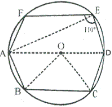 In the following figure, AD is the diameter of the circle with centre 0. chords AB, BC and CD are equal. If ∠DEF = 110°, calculate: (i) ∠ AFE, (ii) ∠FAB.