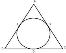 Que-9: From the given figure prove that: AP + BQ + CR = BP + CQ + AR. Also, show that AP + BQ + CR = 1/2  × perimeter of triangle ABC.