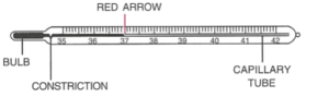 What is a clinical thermometer? State its special features. Draw a neat labelled diagram of a clinical thermometer showing the range of temperature marked on it.