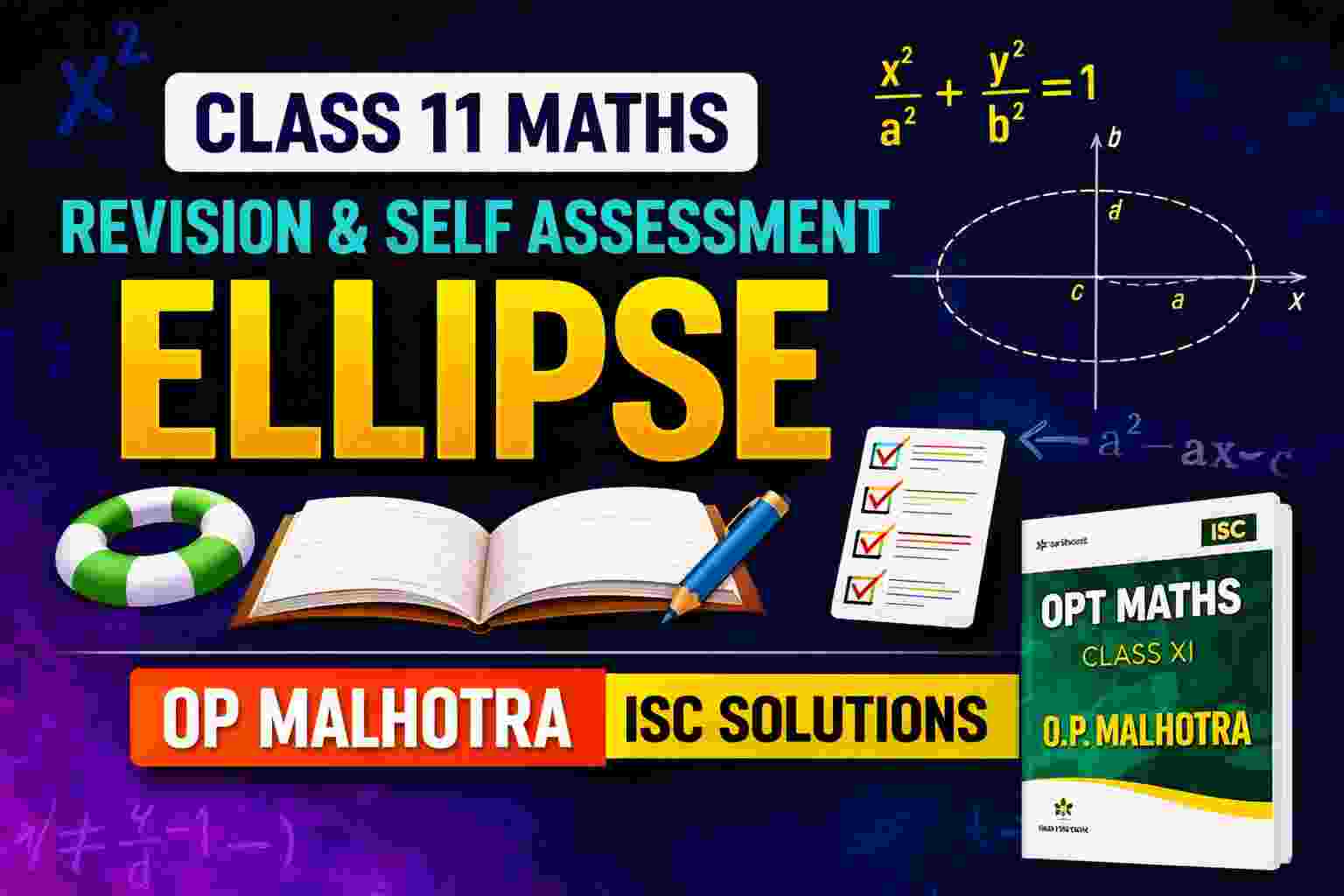 Revision and Self Assessment on Ellipse Class-11 OP Malhotra Exe-24B ISC Maths Solutions