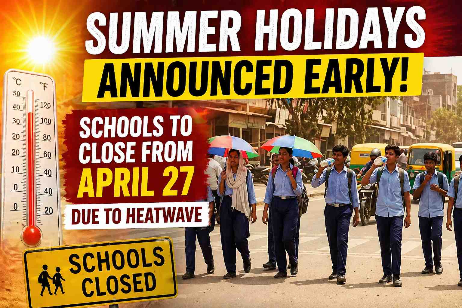 Summer Holidays Announced Early: Schools to Close from April 27 Due to Heatwave