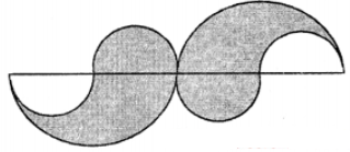 Que-9: The figure consists of four small semi-circles of equal radii (each 42 cm) the perimeter of the shaded region is
