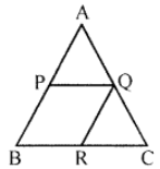 Given: PQ and QR are mid segment of ∆ABC and AB = BC