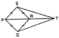 Que-4: In the figure, PQRS is a rhombus with diagonal PR¯¯. T is any point on PR. Prove TS¯¯= TQ¯¯.