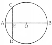 In the given figure, AB is a diameter of a circle and CD is perpendicular to AB. If AB = 10 cm and AE = 2 cm, then what is the length of ED?