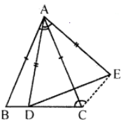 D is a point on the base BC of an isosceles triangle ABC in which AB = AC. The triangle ADE is drawn such that AD = AE, ∠DAE = ∠BAC and D, E are on opposite sides of AC. Prove that (i) ∠BAD = ∠CAE (ii) triangle BAD and CAE are congruent. (iii) AC bisects ∠BCE.