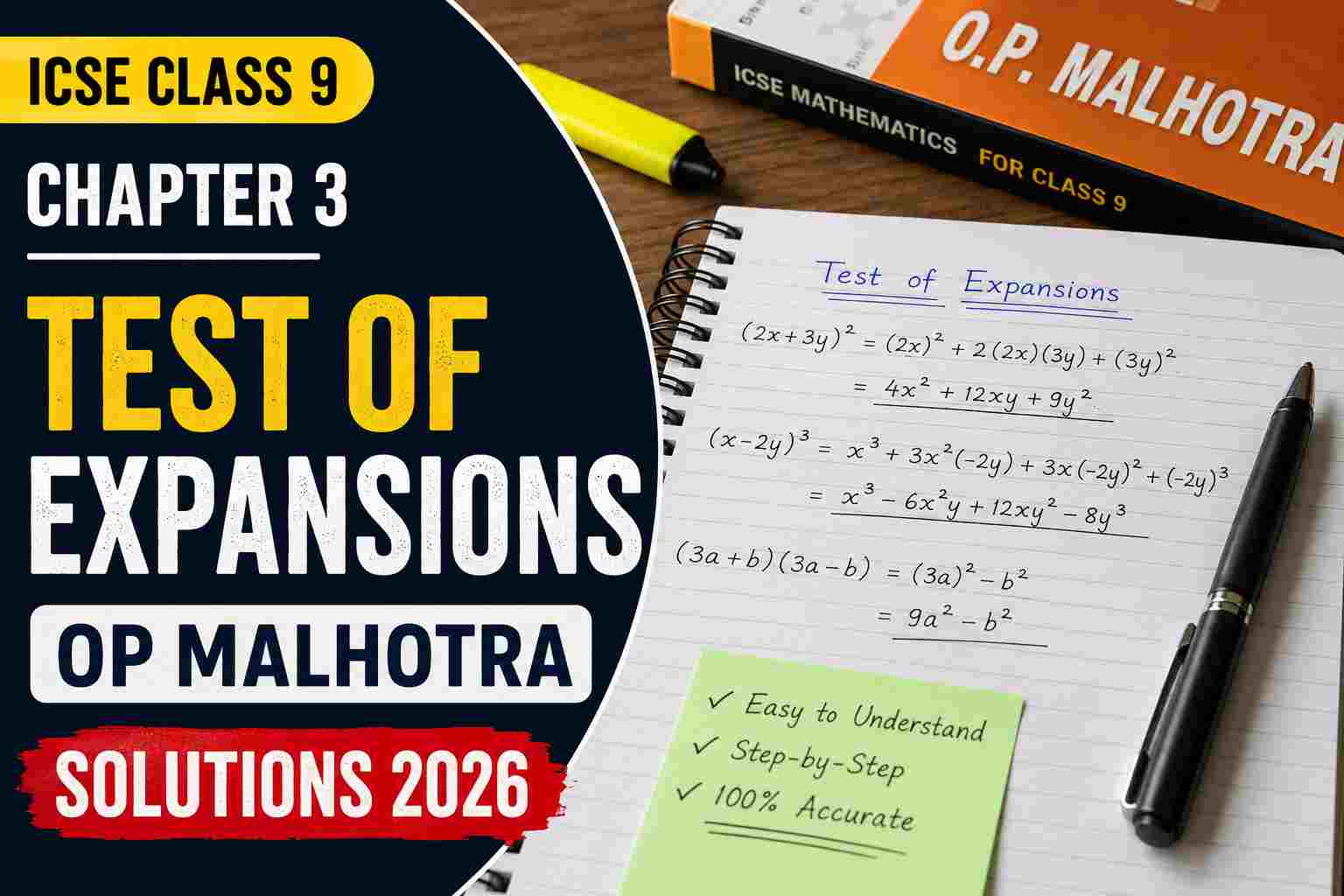 Ch-Test of Expansions Class 9 OP Malhotra ICSE Maths Ch-3 Solutions 2026
