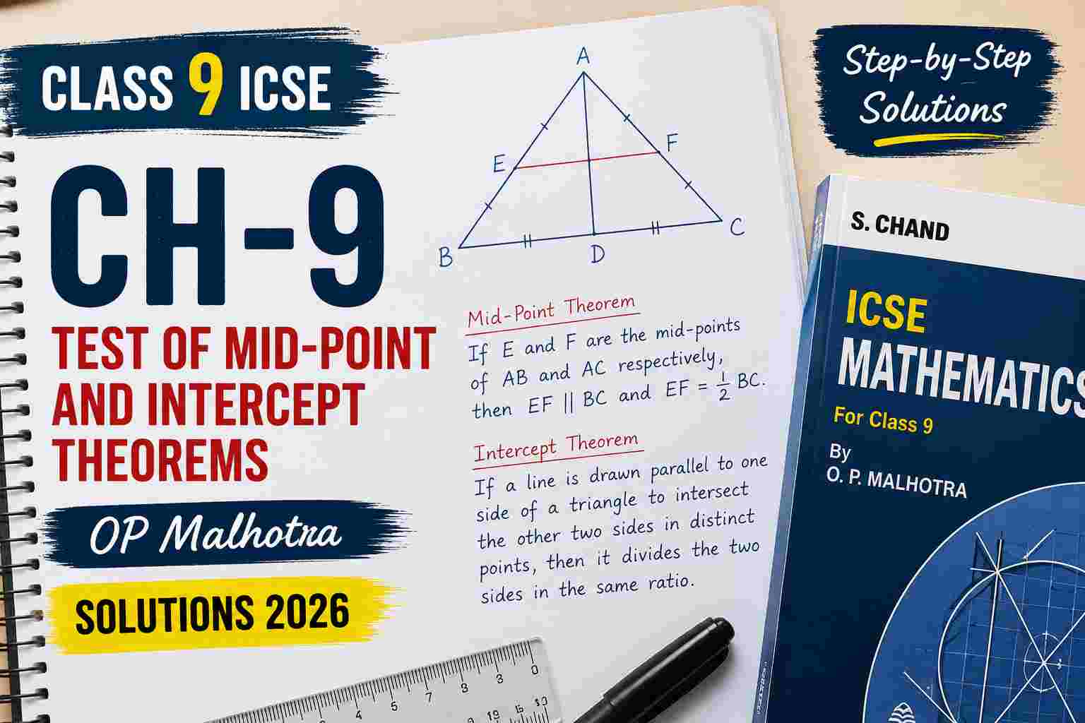 Ch-Test of Mid-Point and Intercept Theorems Class 9 OP Malhotra ICSE Maths Ch-9 Solutions 2026