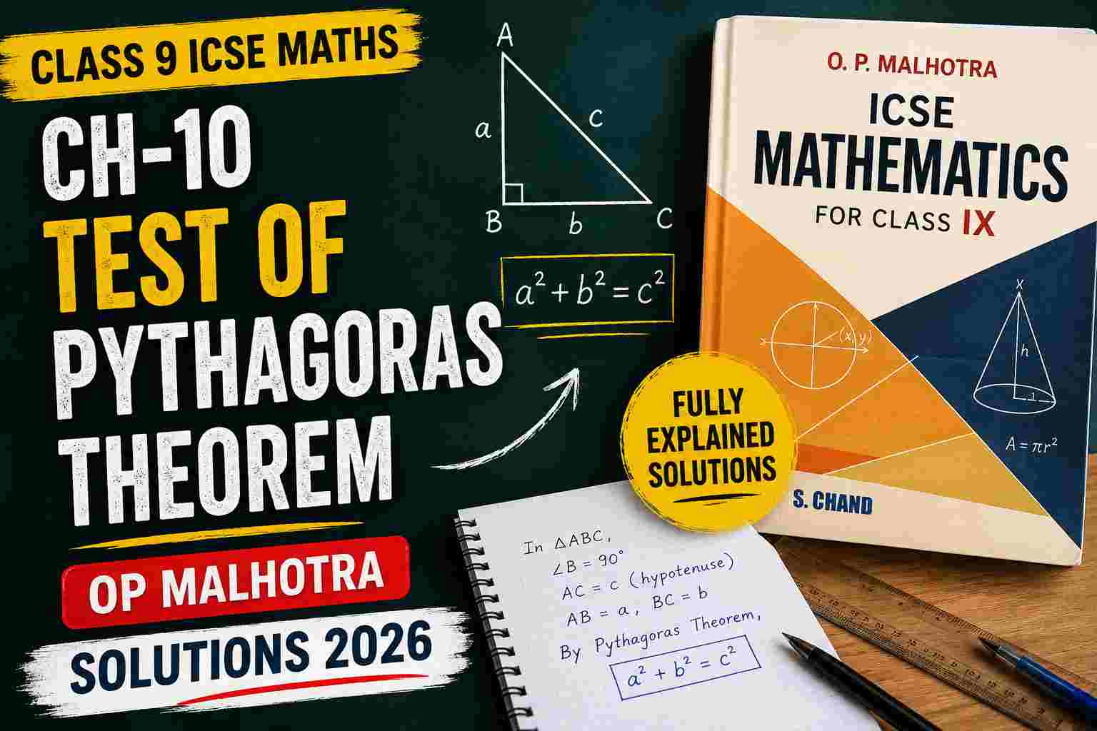 Ch-Test of Pythagoras Theorem Class 9 OP Malhotra ICSE Maths Ch-10 Solutions 2026