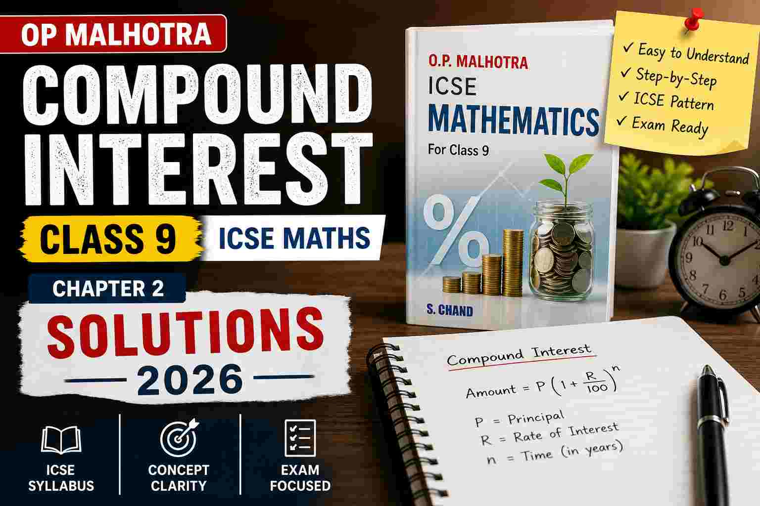 OP Malhotra Compound Interest Class-9 S.Chand ICSE Maths Ch-2 Solutions 2026.