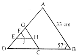 Que-5: In the figure, CG, EH and FJ are mid-segments of ∆ABD, ∆GCD and ∆GHE respectively. Find each measure:
(a) CG
(b) EH
(c) FJ
(d) m∠DCG
(e) m∠GHE
(f) m∠FJH