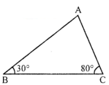 In ∆ABC, ∠B = 30°, ∠C = 80° and ∠A = 70°, then
(a) AB > BC < AC
(b) AB < BC > AC
(c) AB > BC > AC
(d) AB < BC < AC