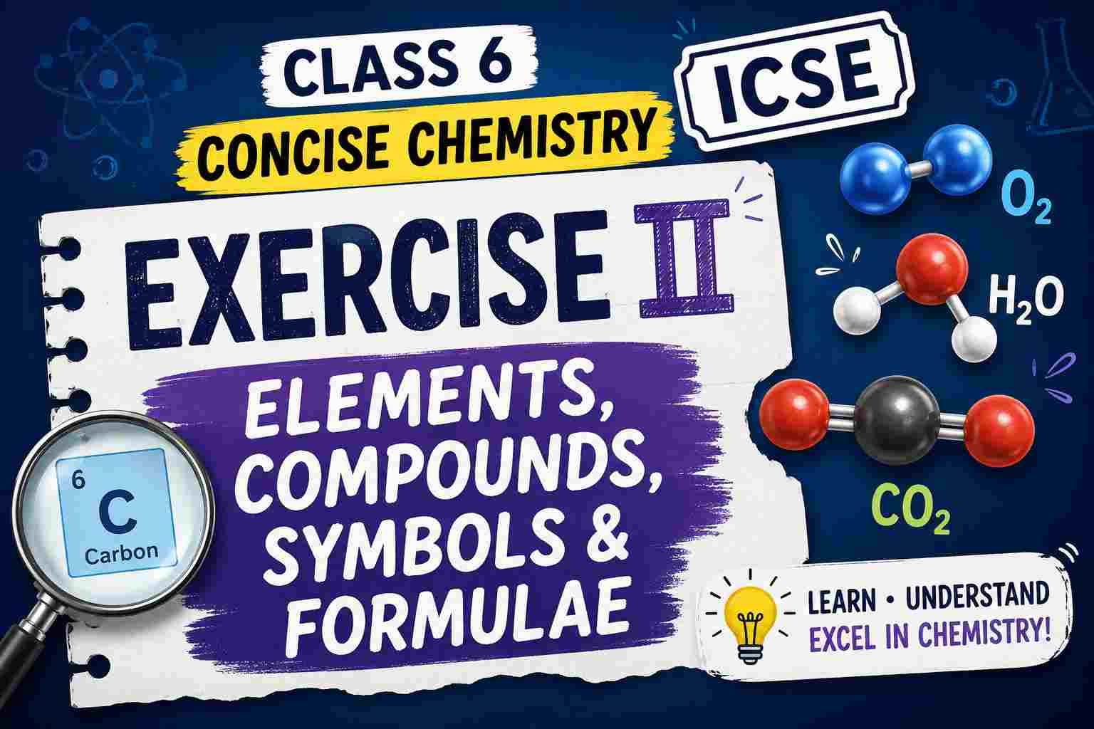 Exercise II on Elements, Compounds, Symbols and Formulae Class 6 Concise Chemistry ICSE Solutions