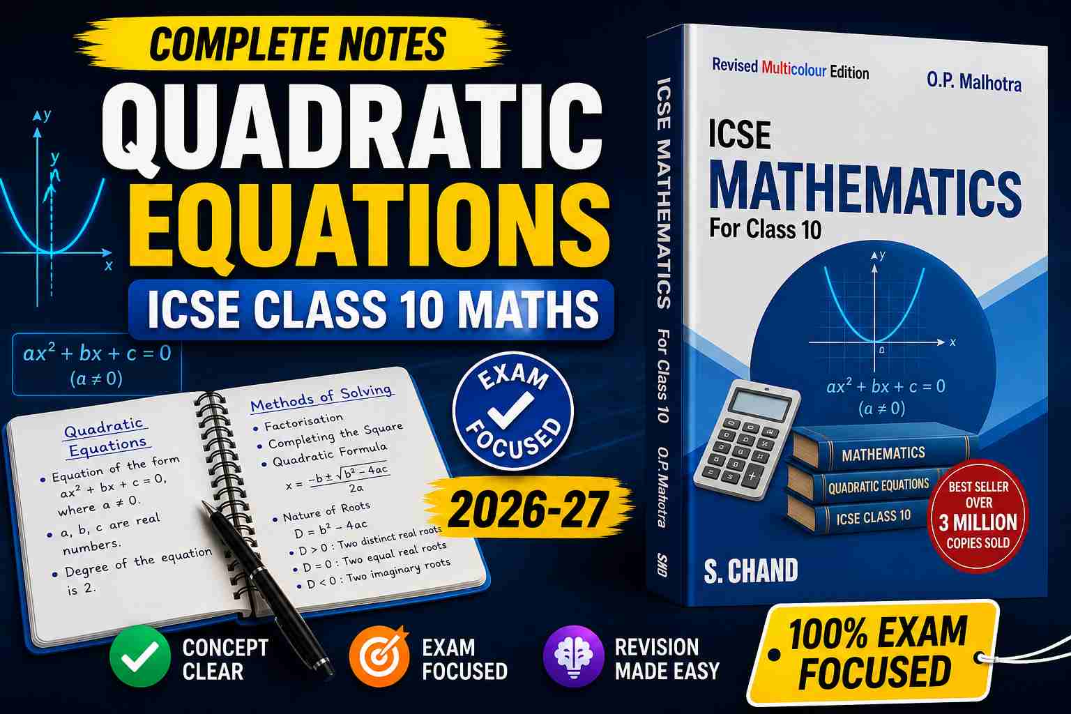 Quadratic Equations ICSE Class 10 Maths Notes OP Malhotra 2026-27