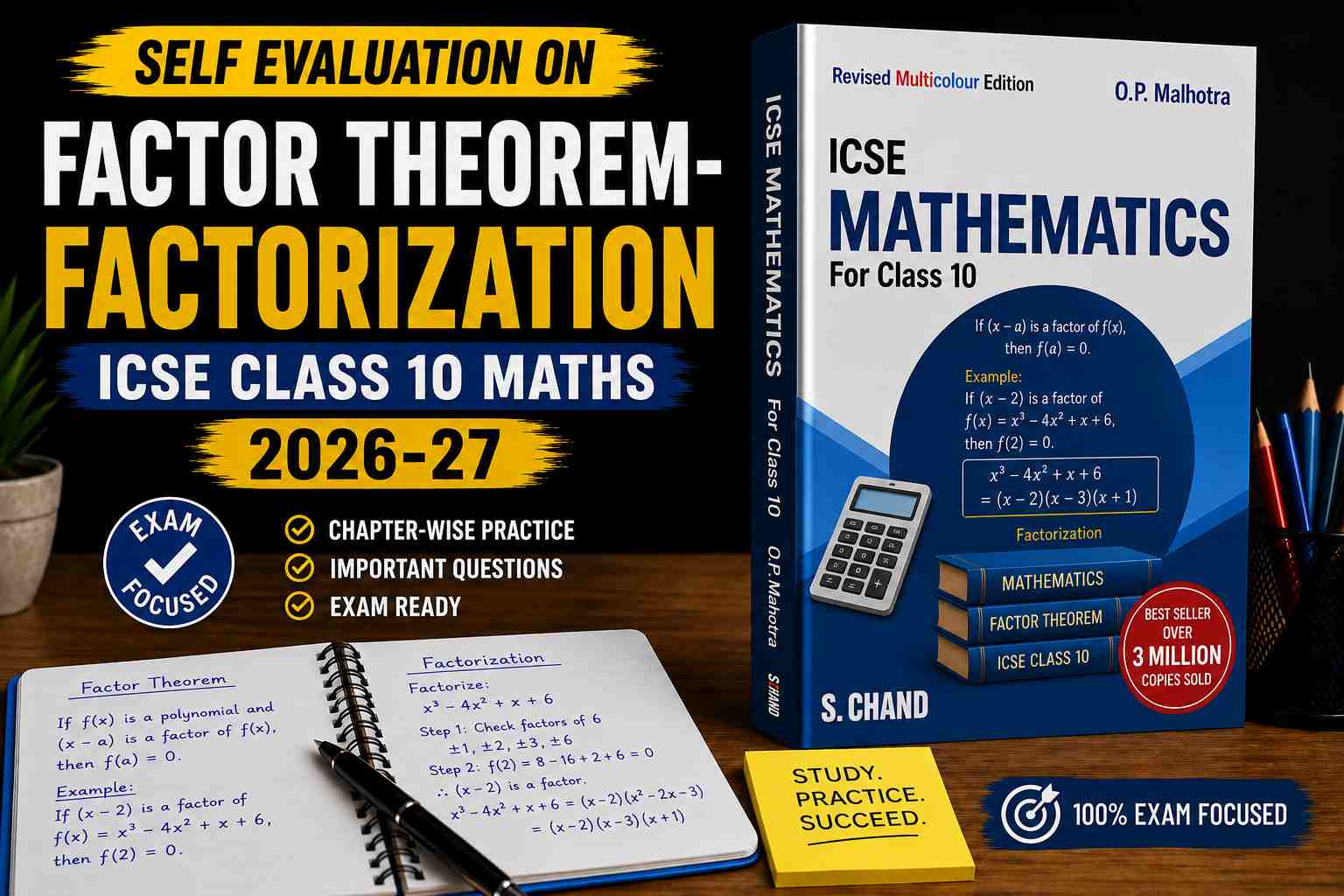Self Evaluation on Factor Theorem-Factorization ICSE Class 10 Maths OP Malhotra (2026-27)
