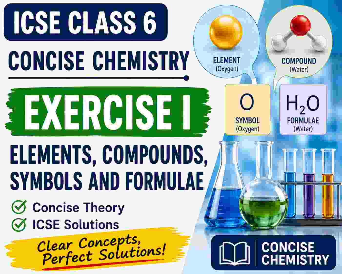 Exercise I on Elements, Compounds, Symbols and Formulae Class 6 Concise Chemistry ICSE Solutions
