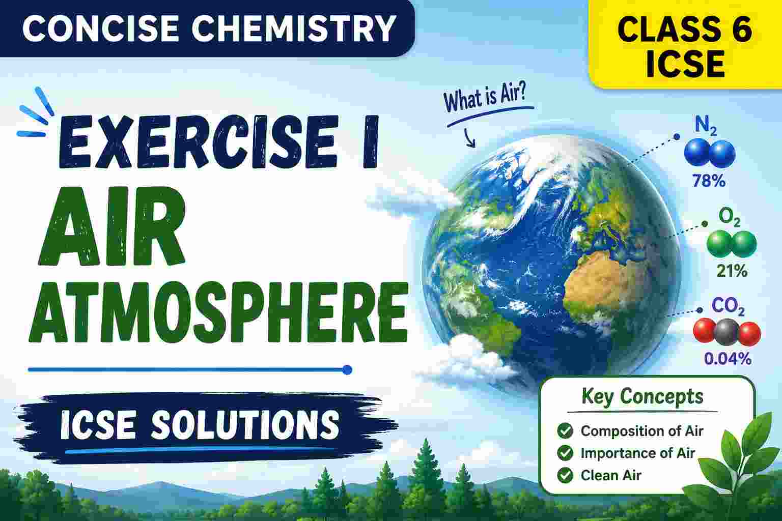 Exercise I on Air Atmosphere Class 6 Concise Chemistry ICSE Solutions